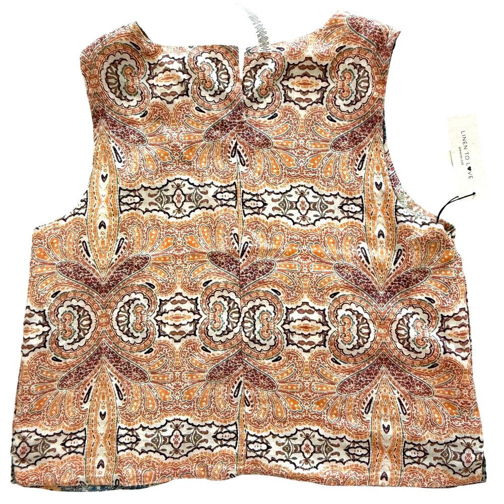 Linen Reversible Tank Top | XL | NWT Resort-2 in 1 blouse - Picture 5 of 16